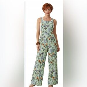 Cider Mint and Flora Wide Leg Overalls Size 2XL